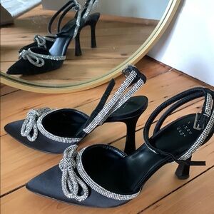 A New Day Black and Silver Stiletto Heels with Slingback